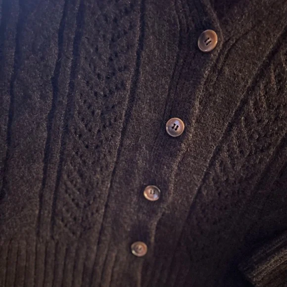 NWT Anthropologie Classic Pointelle Cardigan in Black Size Large - Picture 8 of 11